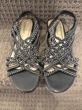 Naturalizer Black & White Braided Slingback Sandals